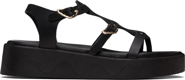 Ancient Greek Sandals Black Grace Kelly Wave Sandals