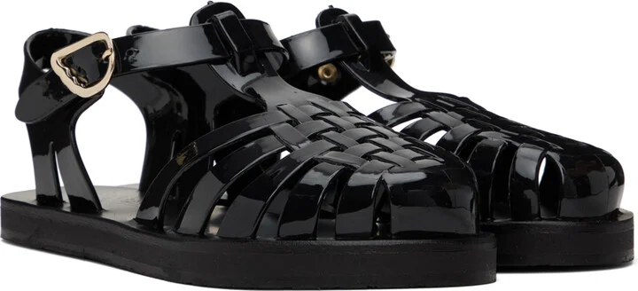 Ancient Greek Sandals Black Homeria Jelly Sandals - Image 4
