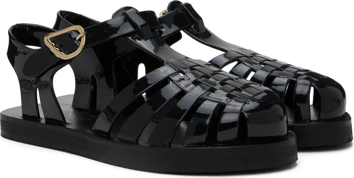 Ancient Greek Sandals Black Homeria Jelly Sandals - Image 4