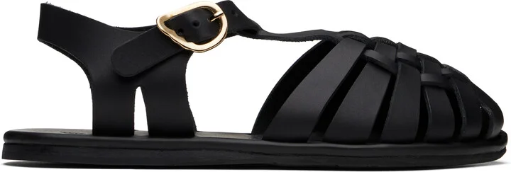 Ancient Greek Sandals Black Karina Sandals