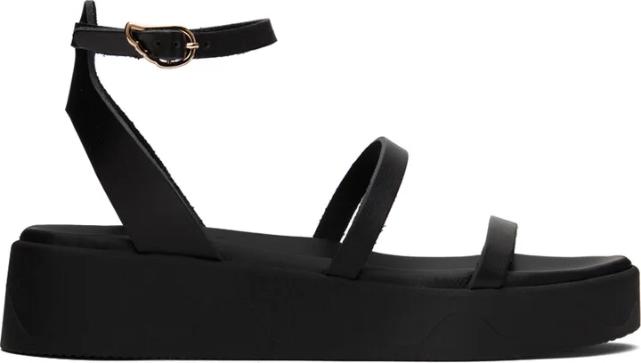 Ancient Greek Sandals Black Nassida Sandals