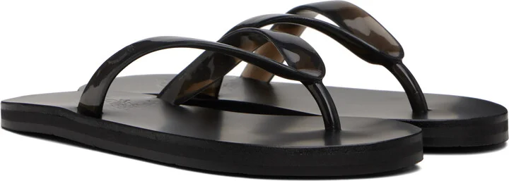 Ancient Greek Sandals Black Saionara Jelly Flip-Flops - Image 4