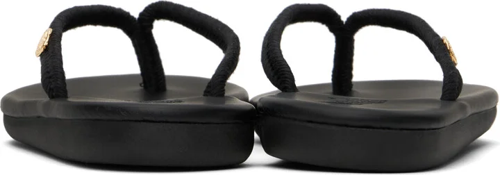 Ancient Greek Sandals Black Saionara Rope Flip-Flops - Image 2