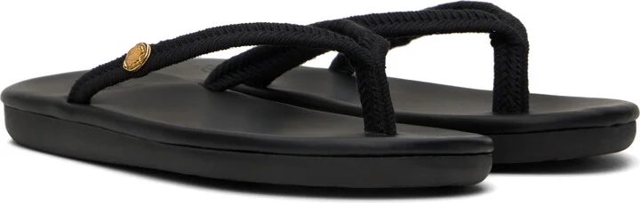 Ancient Greek Sandals Black Saionara Rope Flip-Flops - Image 4
