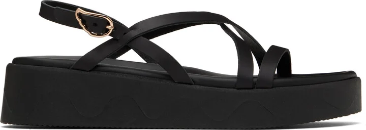 Ancient Greek Sandals Black Silia Sandals