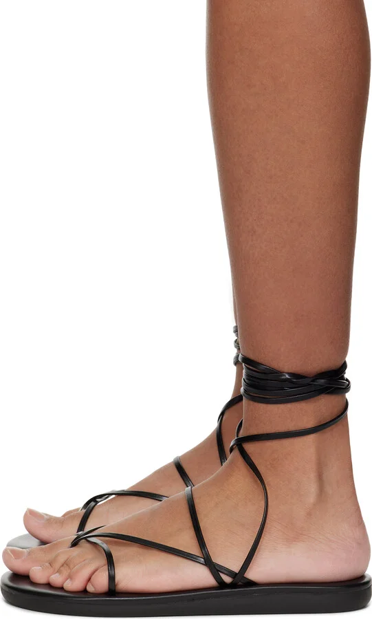 Ancient Greek Sandals Black String Flip Flops - Image 3