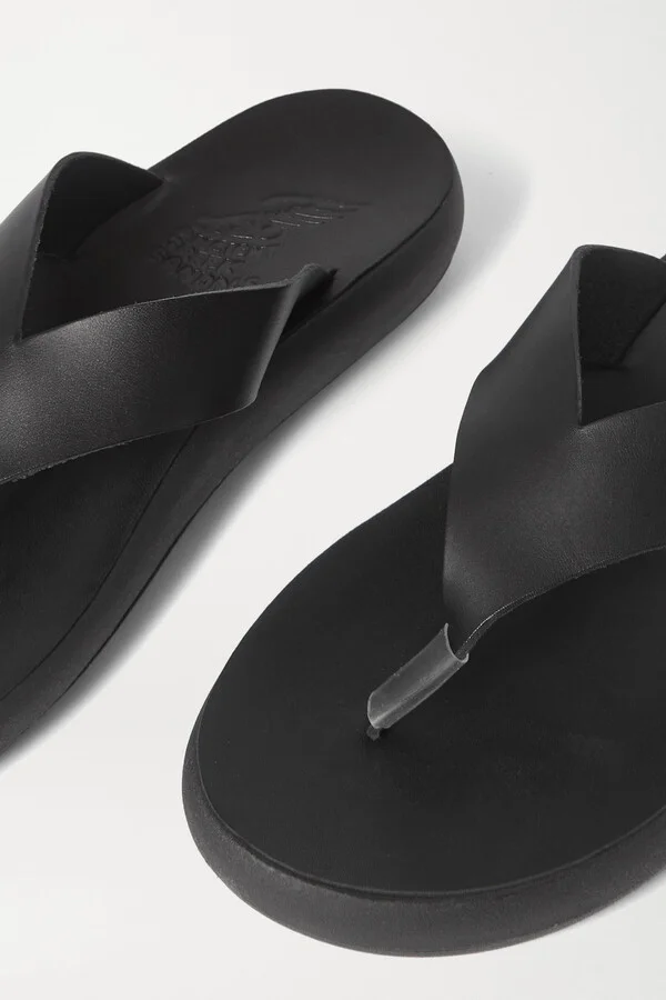 Ancient Greek Sandals - Charys Leather Sandals - Black - Image 4