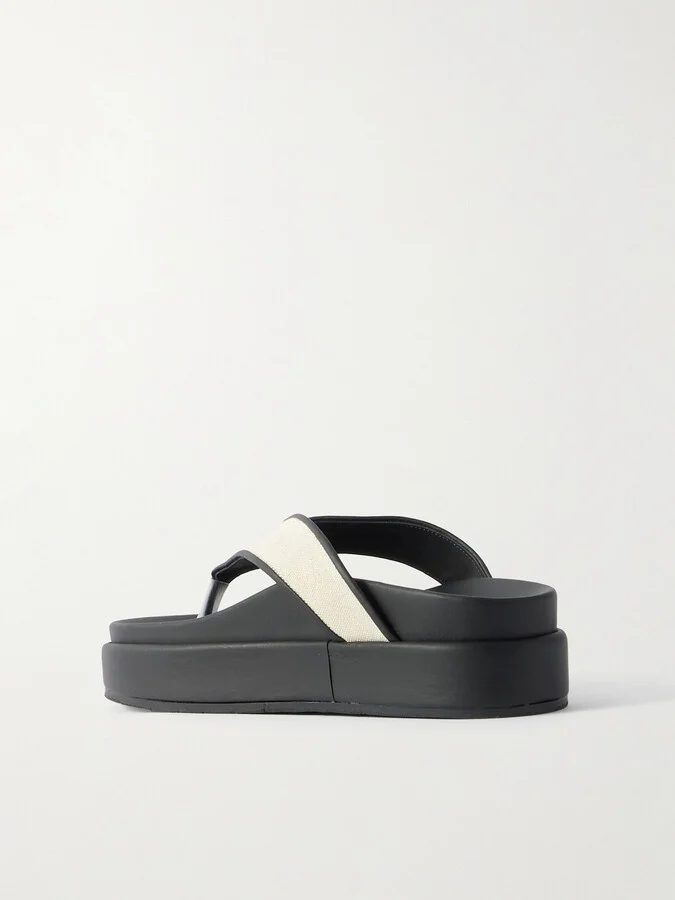 Ancient Greek Sandals - Charys2flatform Rubber-trimmed Canvas Platform Sandals - Black - Image 3