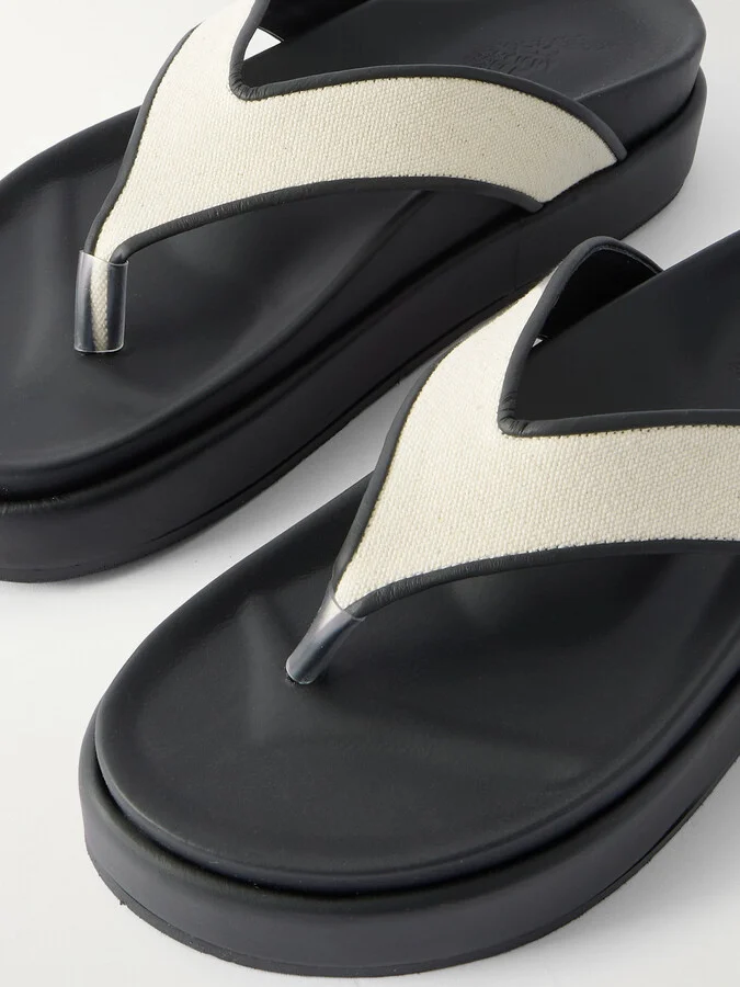 Ancient Greek Sandals - Charys2flatform Rubber-trimmed Canvas Platform Sandals - Black - Image 4