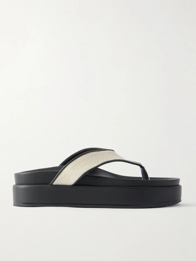 Ancient Greek Sandals - Charys2flatform Rubber-trimmed Canvas Platform Sandals - Black