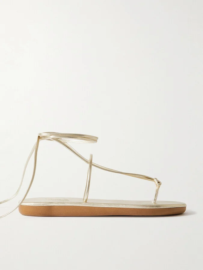 Ancient Greek Sandals - Chordi Braided Metallic Leather Sandals - Gold