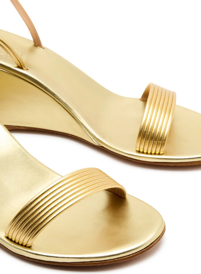 Ancient Greek Sandals Chrismos 75 Metallic Leather Wedge Sandals - Image 3
