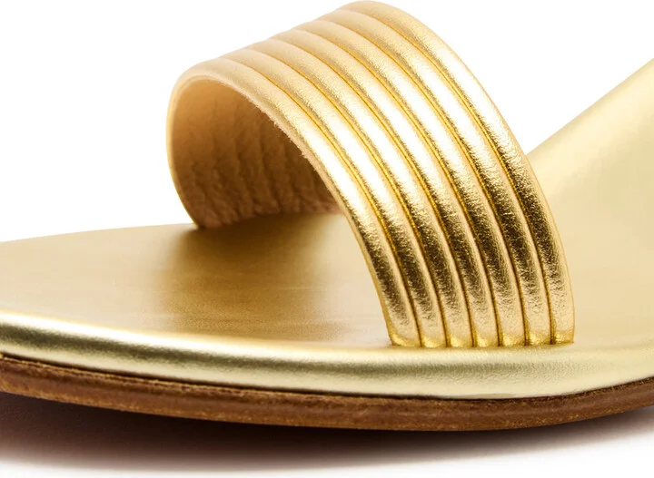 Ancient Greek Sandals Chrismos 75 Metallic Leather Wedge Sandals - Image 4