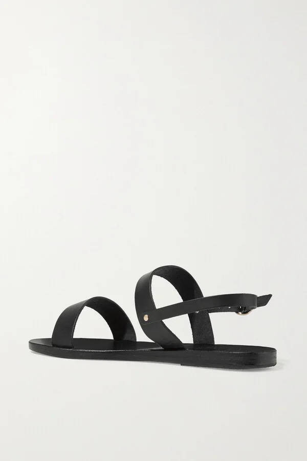 Ancient Greek Sandals - Clio Leather Sandals - Black - Image 3