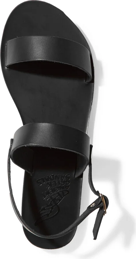 Ancient Greek Sandals - Clio Leather Sandals - Black - Image 5