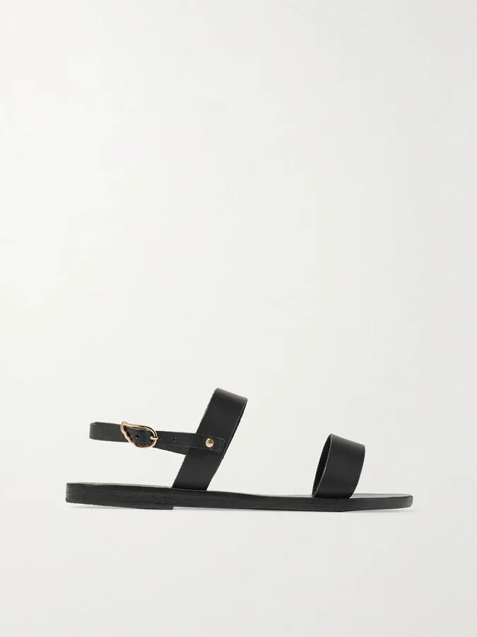 Ancient Greek Sandals - Clio Leather Sandals - Black