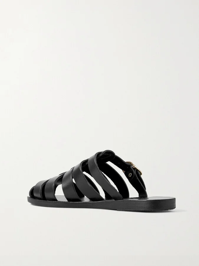 Ancient Greek Sandals - Cosmia Leather Sandals - Black - Image 3