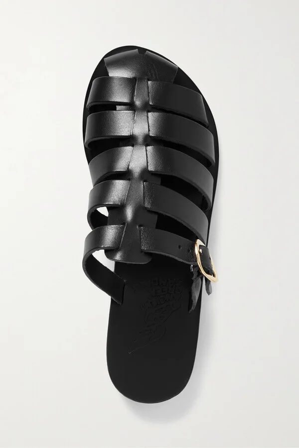 Ancient Greek Sandals - Cosmia Leather Sandals - Black - Image 5