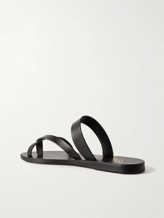 Ancient Greek Sandals - Daphnae Leather Sandals - Black - Image 3