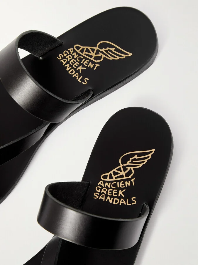 Ancient Greek Sandals - Daphnae Leather Sandals - Black - Image 4