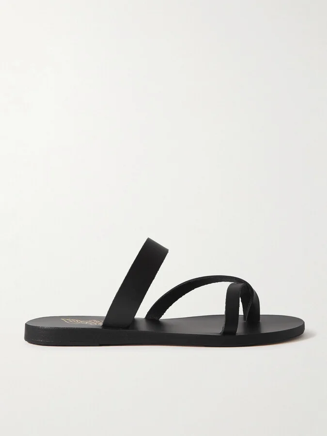Ancient Greek Sandals - Daphnae Leather Sandals - Black