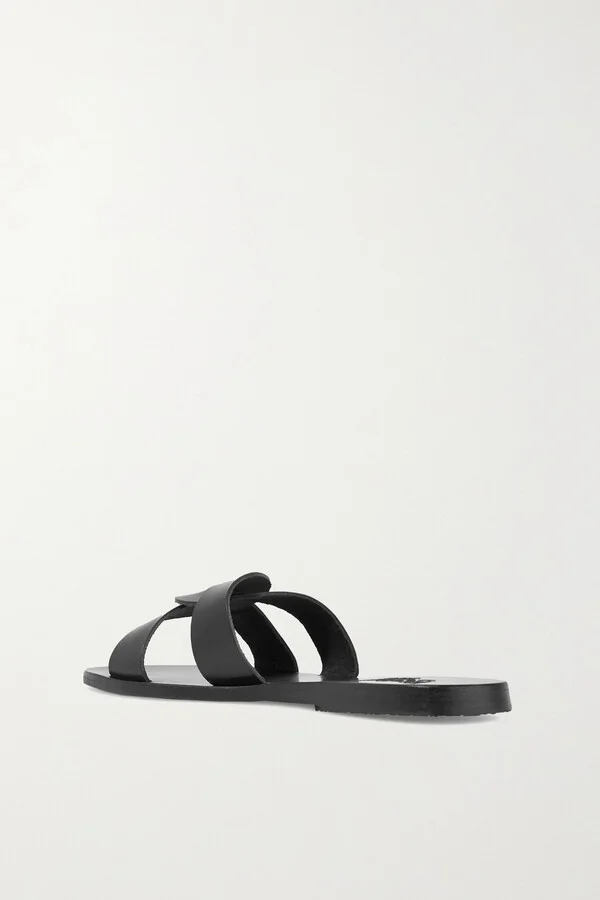 Ancient Greek Sandals - Desmos Cutout Leather Slides - Black - Image 3