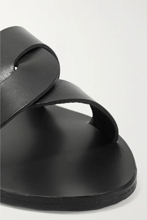 Ancient Greek Sandals - Desmos Cutout Leather Slides - Black - Image 5