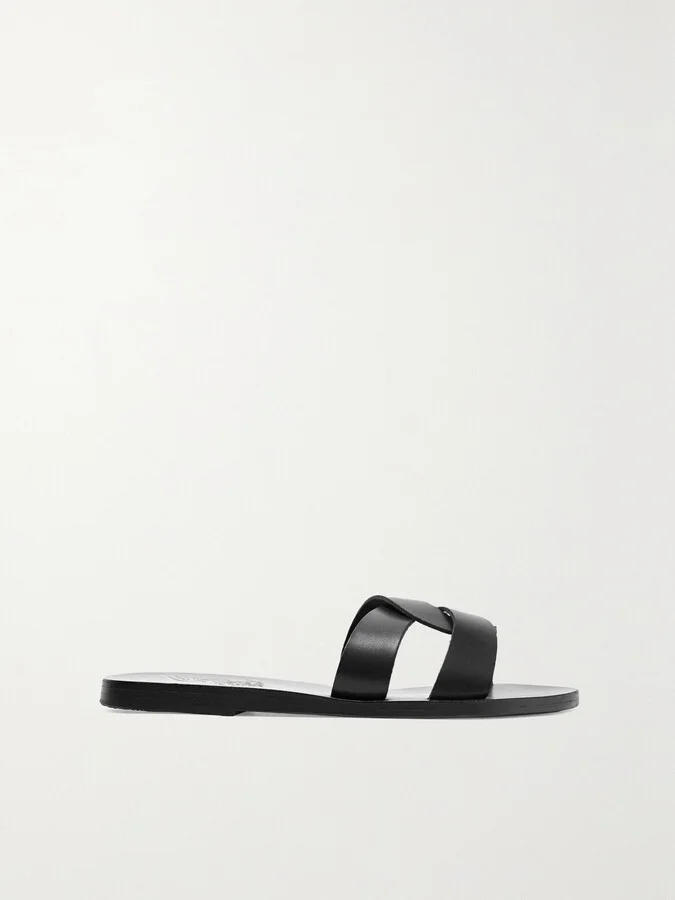 Ancient Greek Sandals - Desmos Cutout Leather Slides - Black