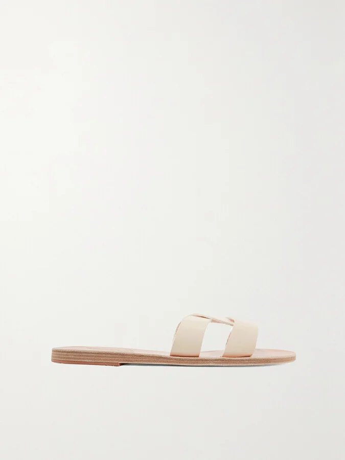 Ancient Greek Sandals - Desmos Cutout Leather Slides - Off-white