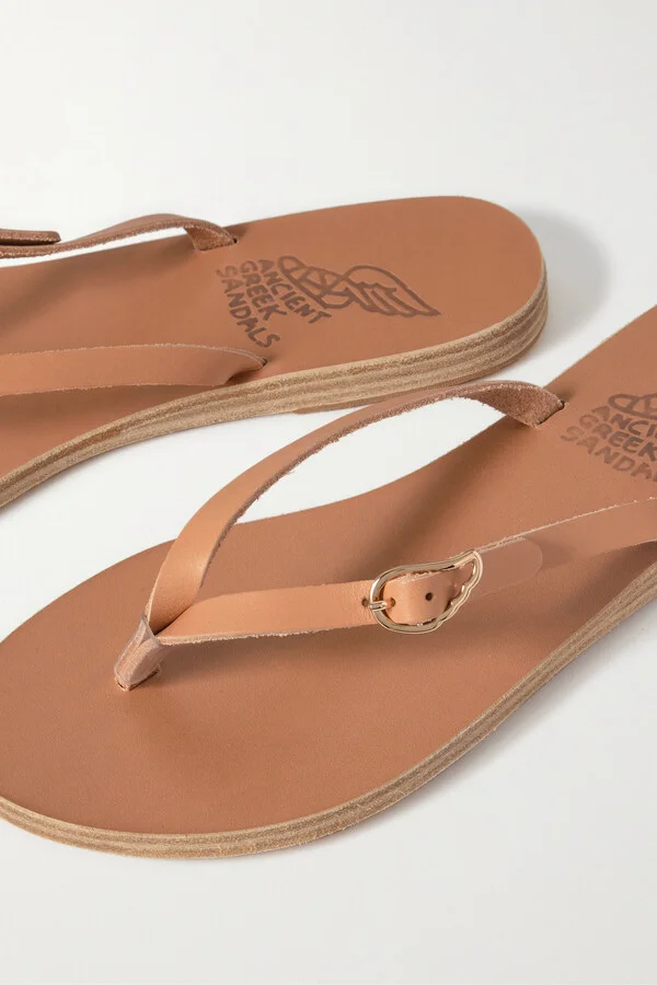 Ancient Greek Sandals - Dihalo Leather Flip Flops - Neutrals - Image 4