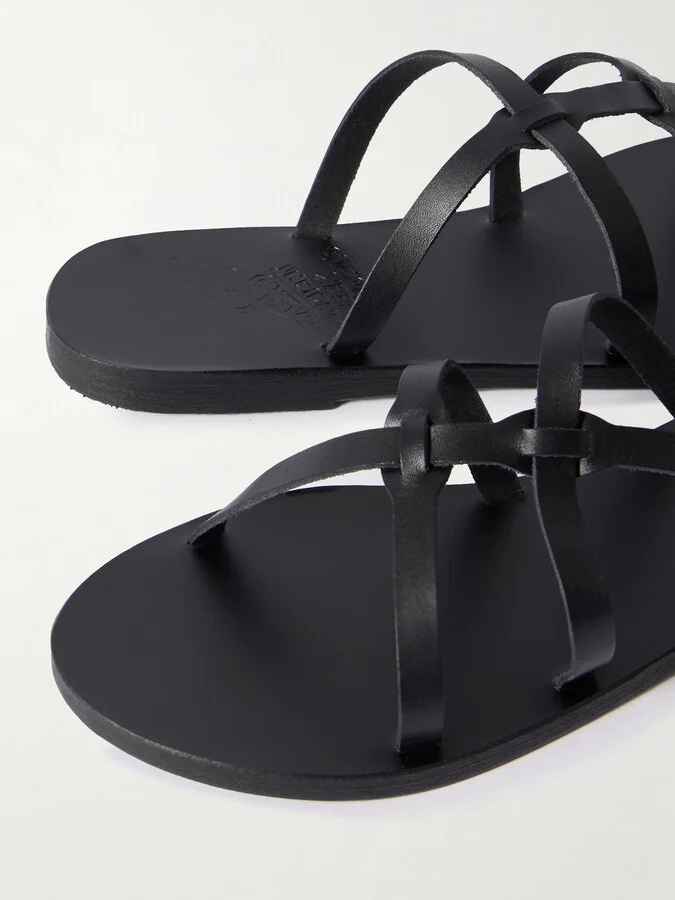 Ancient Greek Sandals - Egopi Leather Sandals - Black - Image 4
