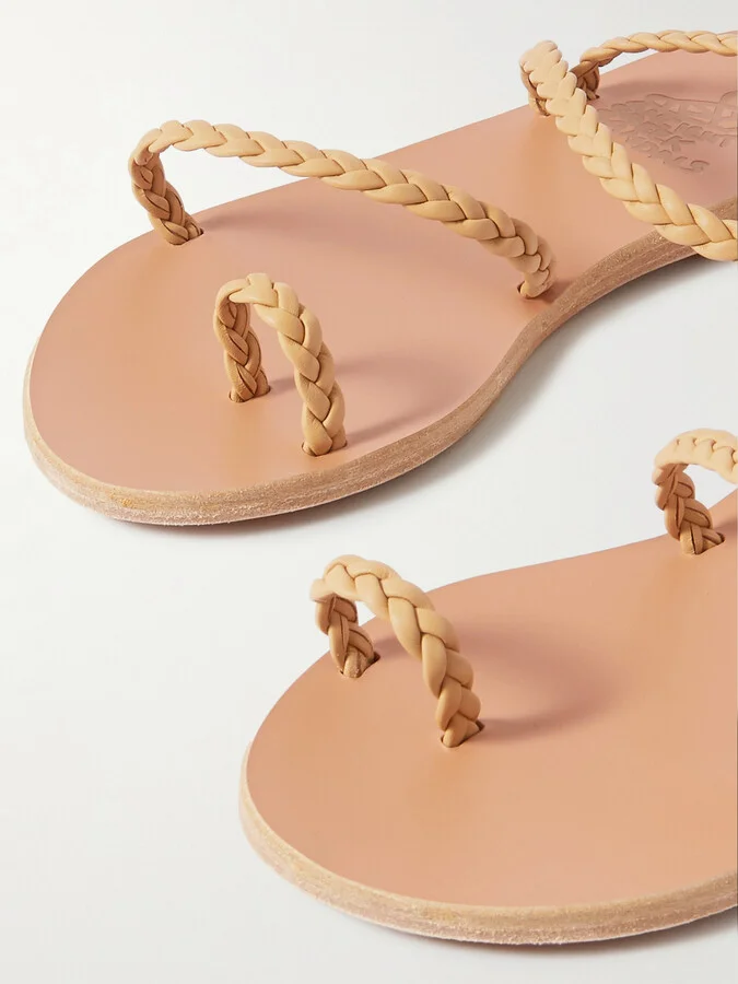 Ancient Greek Sandals - Eleftheria Braided Leather Sandals - Neutrals - Image 4