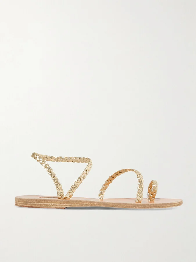 Ancient Greek Sandals - Eleftheria Braided Metallic Leather Sandals - Gold