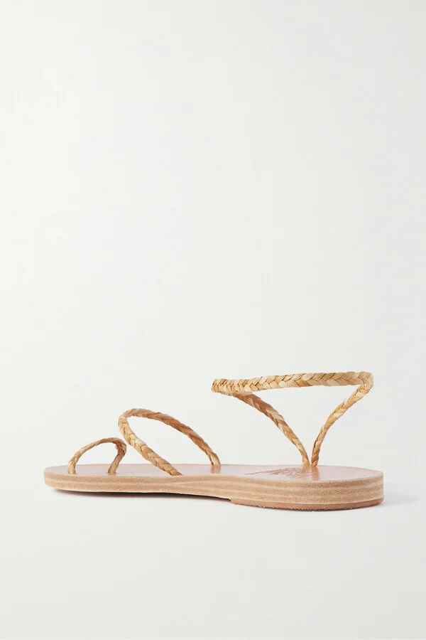 Ancient Greek Sandals - Eleftheria Braided Raffia Sandals - Gold - Image 3