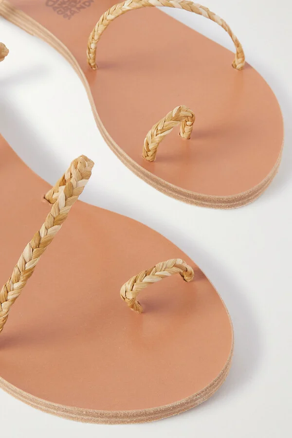 Ancient Greek Sandals - Eleftheria Braided Raffia Sandals - Gold - Image 4