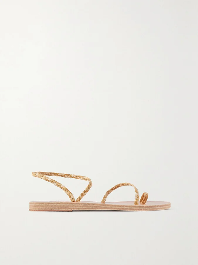 Ancient Greek Sandals - Eleftheria Braided Raffia Sandals - Gold