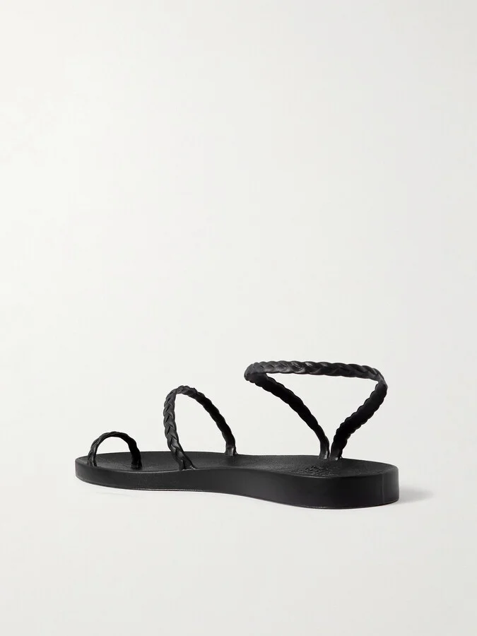 Ancient Greek Sandals - Eleftheria Braided Rubber Sandals - Black - Image 3