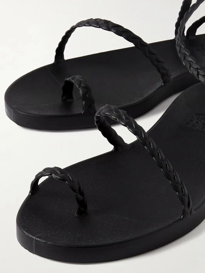 Ancient Greek Sandals - Eleftheria Braided Rubber Sandals - Black - Image 4
