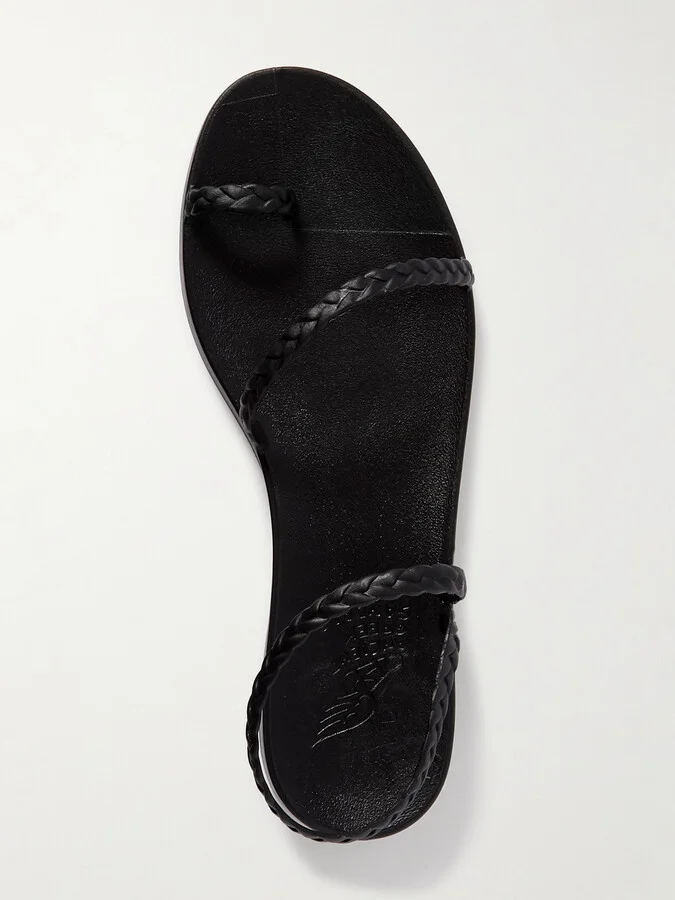 Ancient Greek Sandals - Eleftheria Braided Rubber Sandals - Black - Image 5