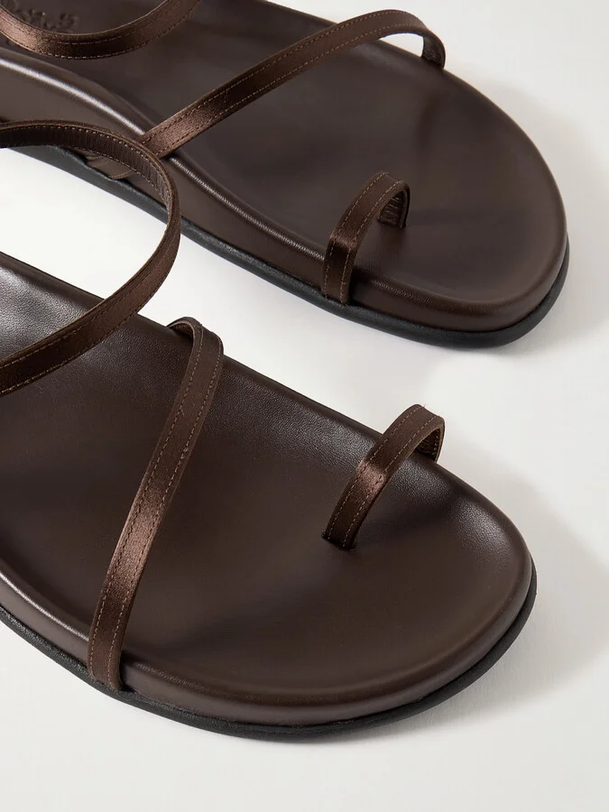 Ancient Greek Sandals - Eleftheria Satin Sandals - Brown - Image 4