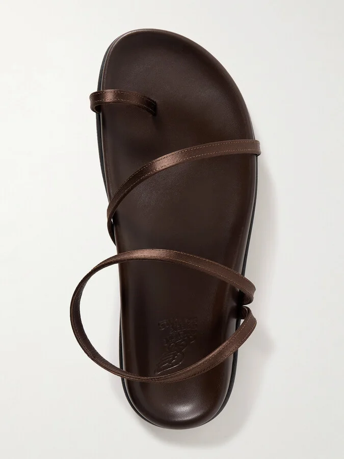 Ancient Greek Sandals - Eleftheria Satin Sandals - Brown - Image 5