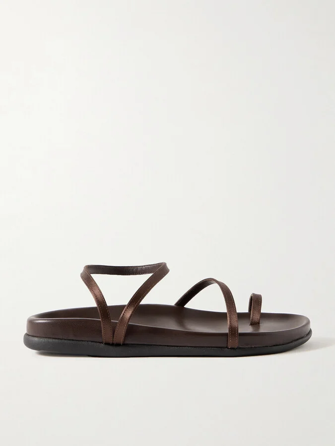 Ancient Greek Sandals - Eleftheria Satin Sandals - Brown