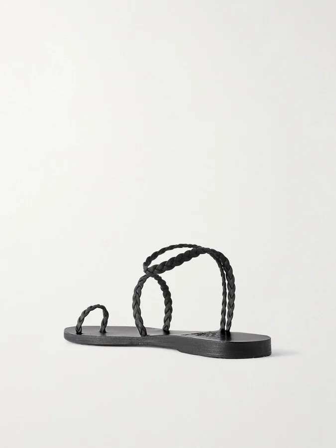 Ancient Greek Sandals - Eleftheria Woven Leather Sandals - Black - Image 3