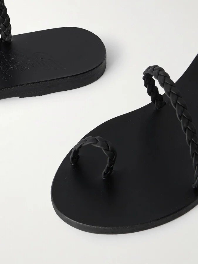 Ancient Greek Sandals - Eleftheria Woven Leather Sandals - Black - Image 4