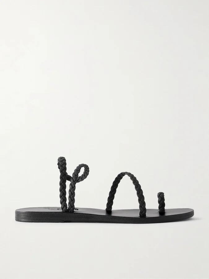 Ancient Greek Sandals - Eleftheria Woven Leather Sandals - Black