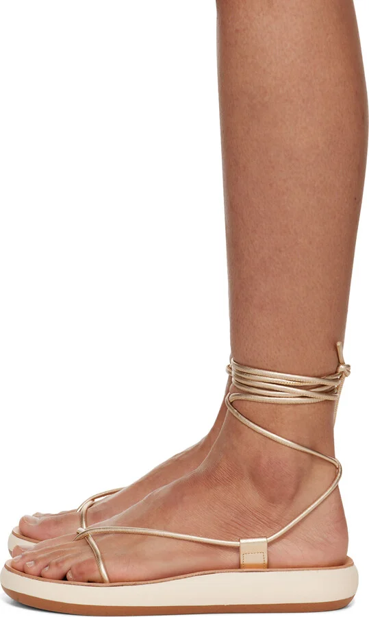 Ancient Greek Sandals Gold Diakopes Comfort Sandals - Image 3
