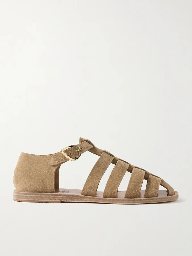 Ancient Greek Sandals - Homeria Suede Sandals - Neutrals
