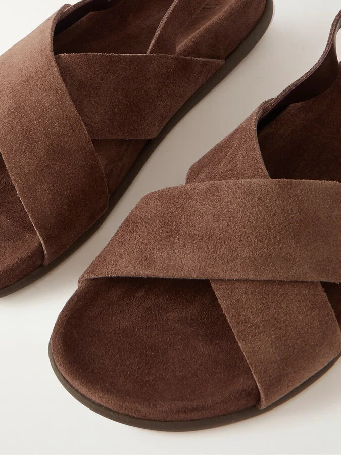 Ancient Greek Sandals - Ikesia Suede Slingback Sandals - Brown - Image 4