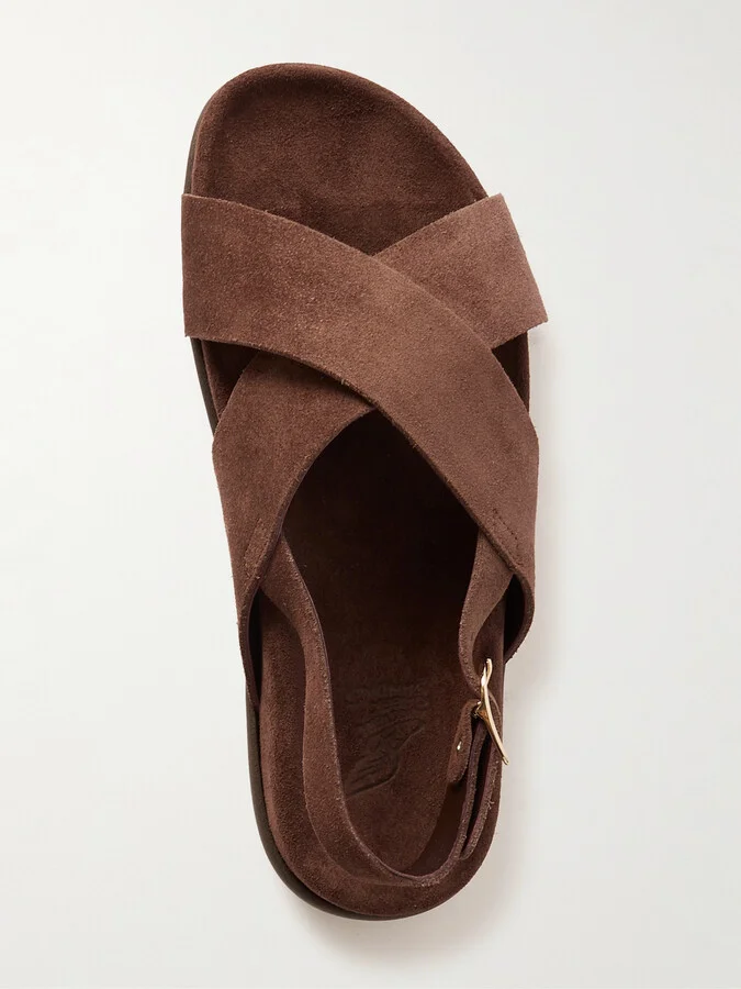 Ancient Greek Sandals - Ikesia Suede Slingback Sandals - Brown - Image 5