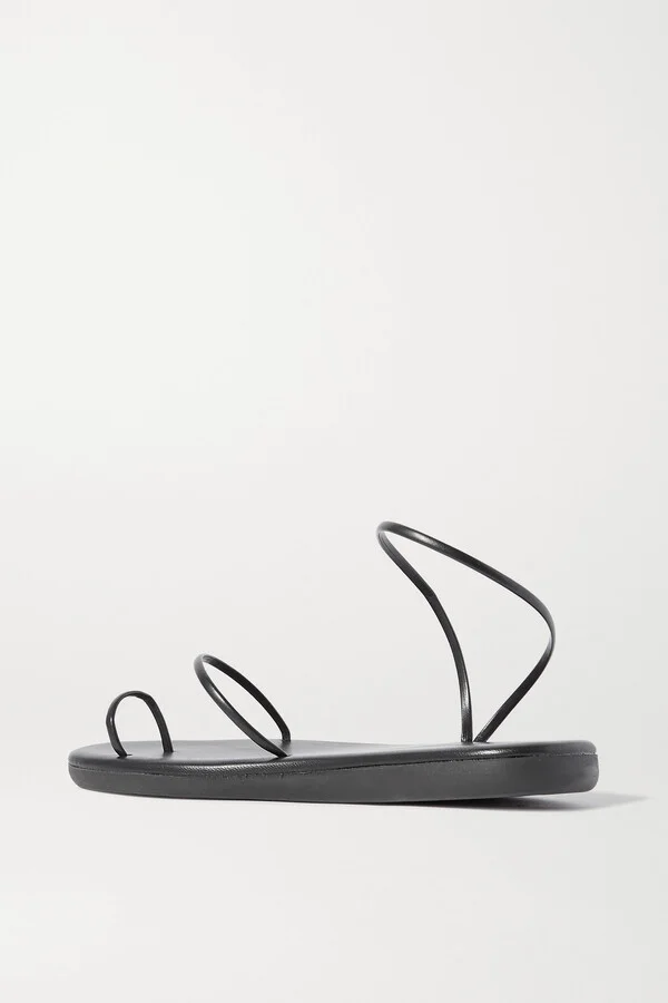Ancient Greek Sandals - Kansiz Faux Leather Sandals - Black - Image 3